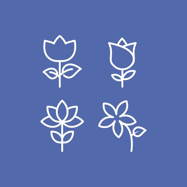 Conjunto de iconos de pictograma vectorial de flores aislado símbolo de moda para aplicaciones móviles y diseño de sitios web