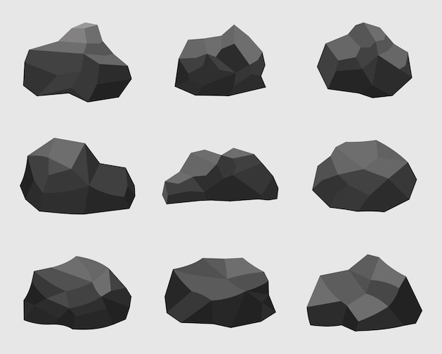 Conjunto de iconos de piedras y rocas