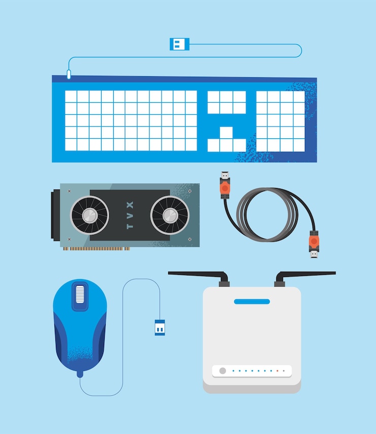 Vector conjunto de iconos de piezas de computadora