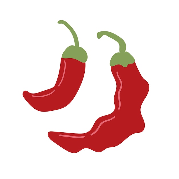 Conjunto de iconos de pimienta picante Pimienta roja fresca de cayena especias de alimentos calientes Impresión de pegatinas