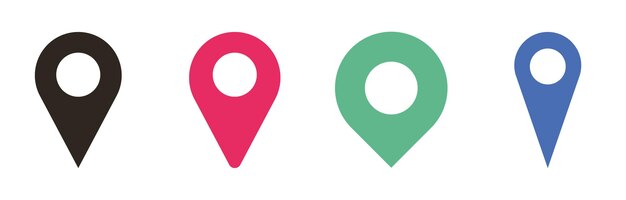 Conjunto de iconos de pin de ubicación, diseño de ilustraciones vectoriales planas
