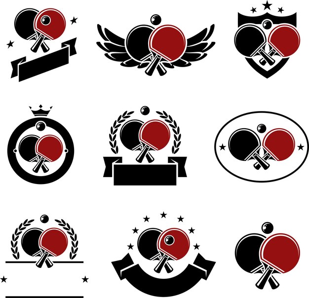 Conjunto de iconos de ping pong vector