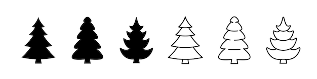 Conjunto de iconos de pino Conjunto vectorial de árboles de abeto