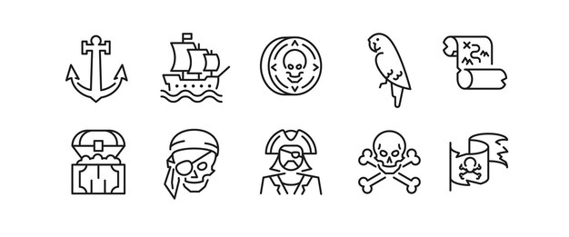 Conjunto de iconos pirata