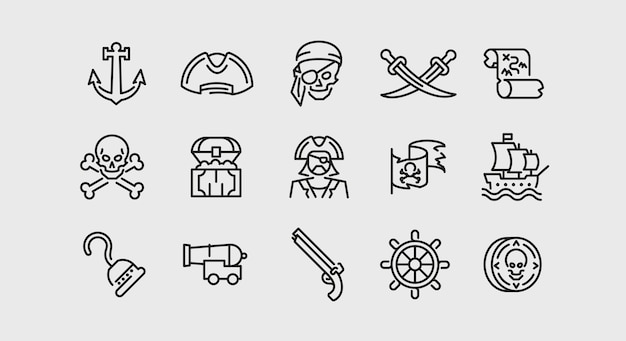 Conjunto de iconos pirata