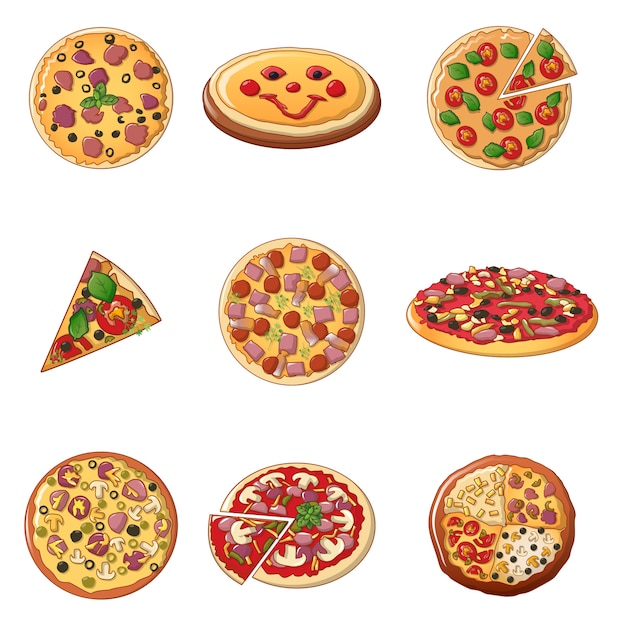Conjunto de iconos de pizza
