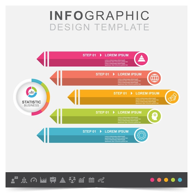 Conjunto de iconos y plan de negocios de infografía