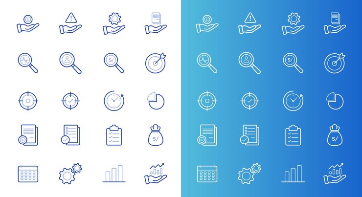 Un conjunto de iconos para un plan de negocios.