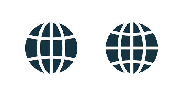 Conjunto de iconos de planeta globo esfera global de Internet