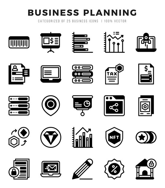 Conjunto de iconos de planificación de negocios Ilustración vectorial