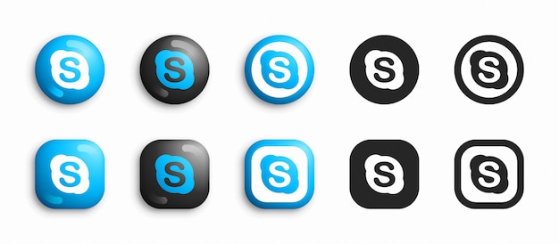 Vector conjunto de iconos planos y 3d modernos de skype
