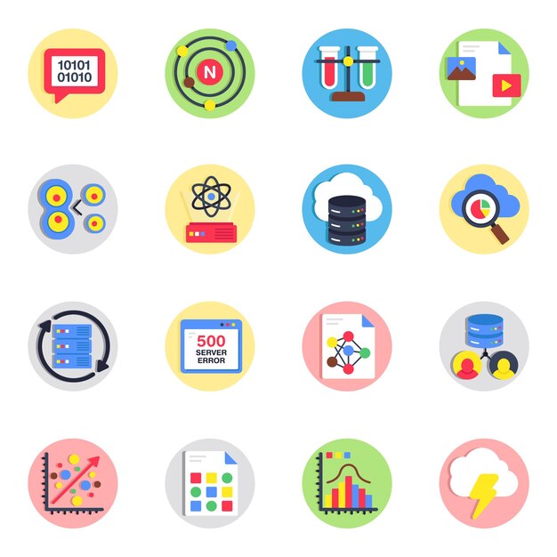 Conjunto de iconos planos de la base de datos