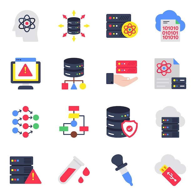 Conjunto de iconos planos de ciencia y laboratorio