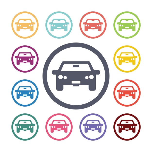 Conjunto de iconos planos de coche