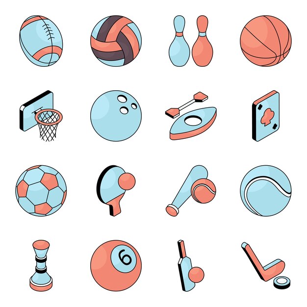 Conjunto de íconos planos deportivos