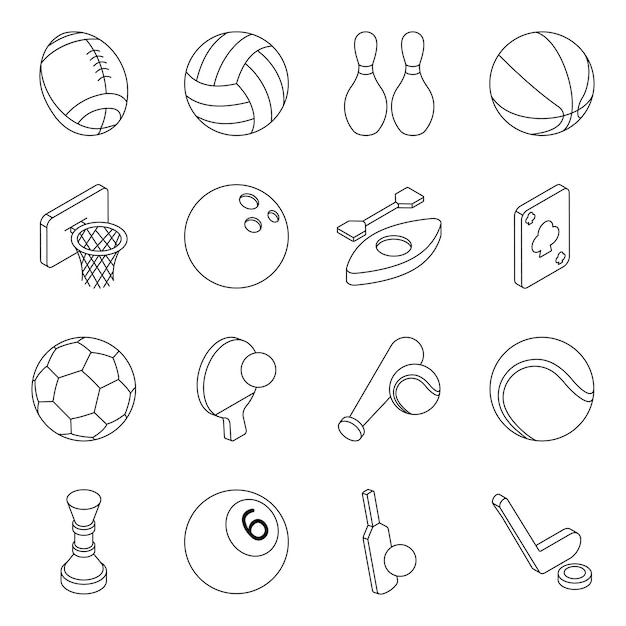 Conjunto de íconos planos deportivos