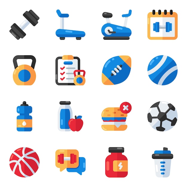 Conjunto de íconos planos deportivos