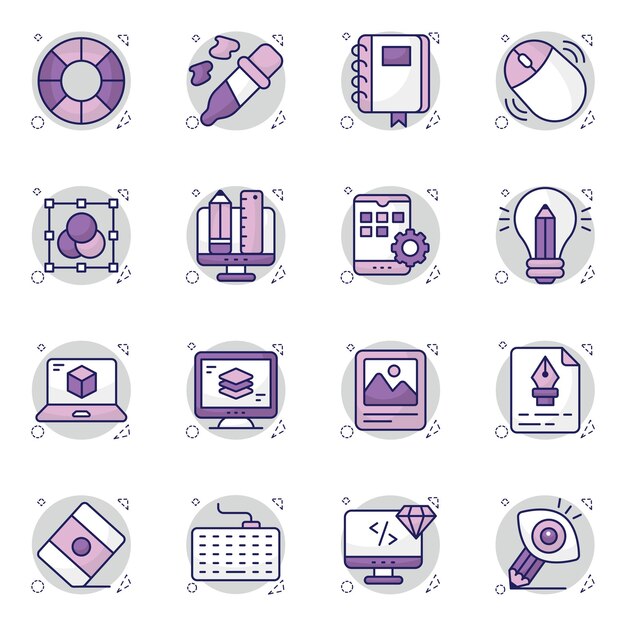 Conjunto de iconos planos de diseño y codificación