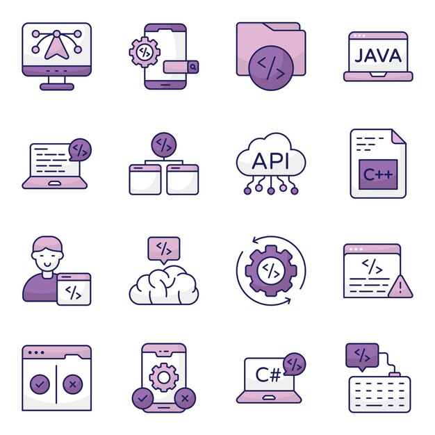 Conjunto de íconos planos de diseño gráfico