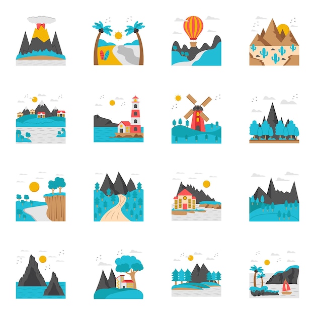 Conjunto de iconos planos ecológicos
