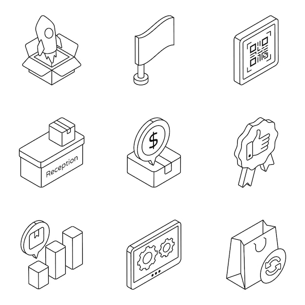 Conjunto de íconos planos de entrega logística
