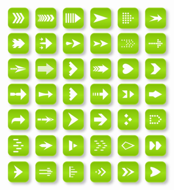 Vector conjunto de iconos planos de flechas blancas grandes