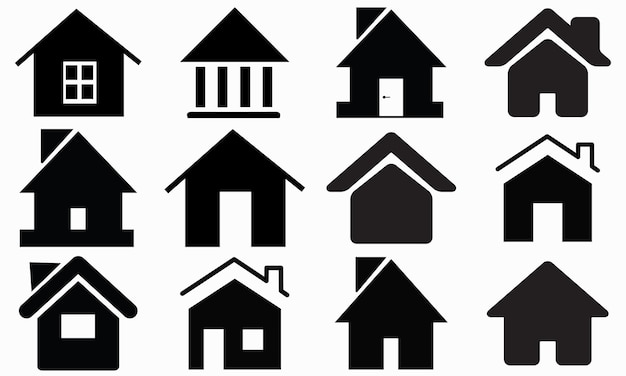Conjunto de iconos planos de inicio ilustración vectorial Conjunto de iconos de vector de línea delgada de bienes raíces conjunto de iconos de inicio o logotipo