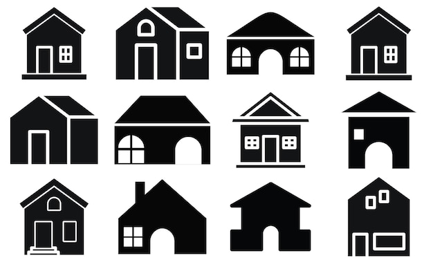 Conjunto de iconos planos de inicio ilustración vectorial Conjunto de iconos de vector de línea delgada de bienes raíces conjunto de iconos de inicio o logotipo