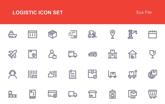 Conjunto de iconos planos de logística vectorial