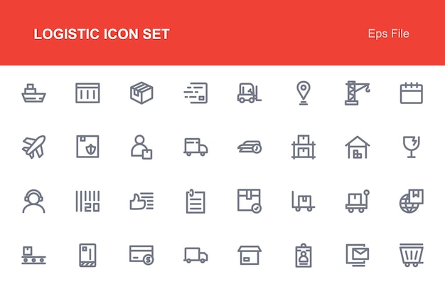 Conjunto de iconos planos de logística vectorial