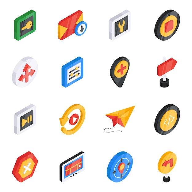 Conjunto de iconos planos de medios