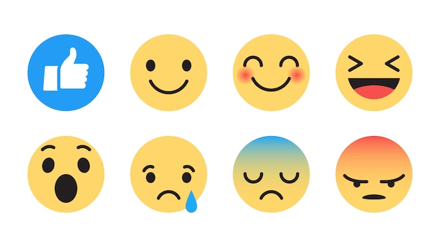 Conjunto de iconos planos modernos de facebook emoji