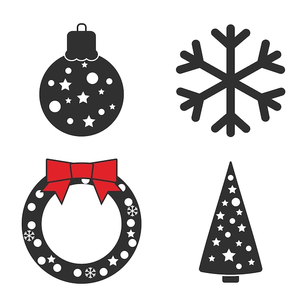 Conjunto de iconos planos de Navidad aislados sobre fondo blanco Ilustración vectorial
