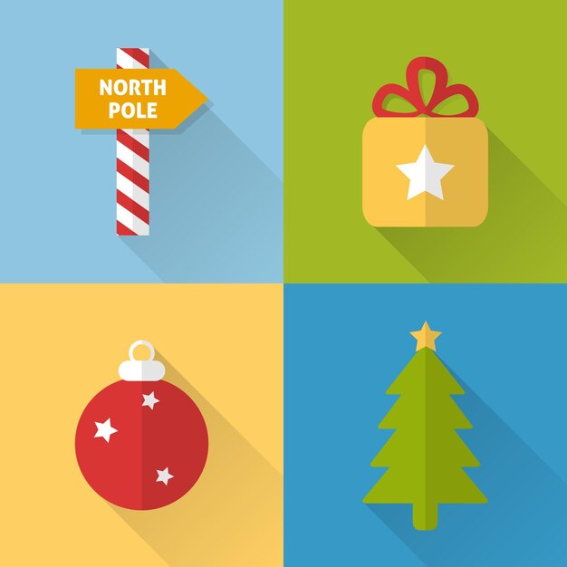 Vector conjunto de iconos planos de navidad