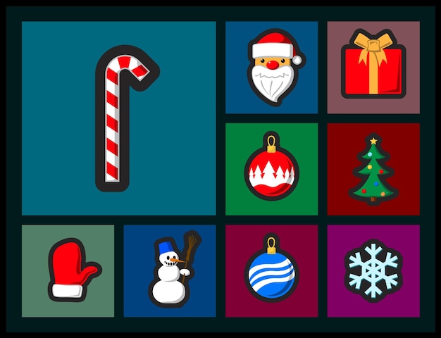 Conjunto de iconos planos de Navidad