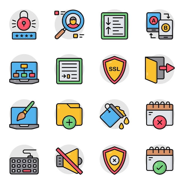 Conjunto de íconos planos Ui y Ux