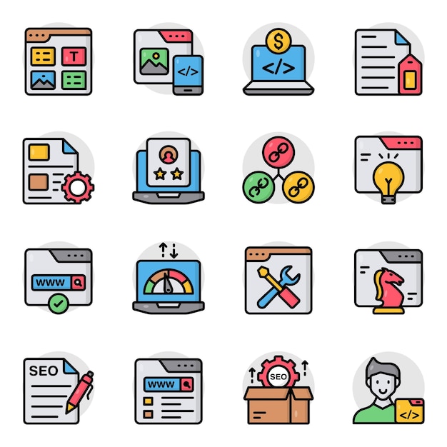Conjunto de íconos planos de la web