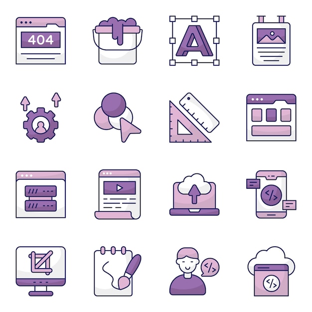 Conjunto de íconos planos de la web