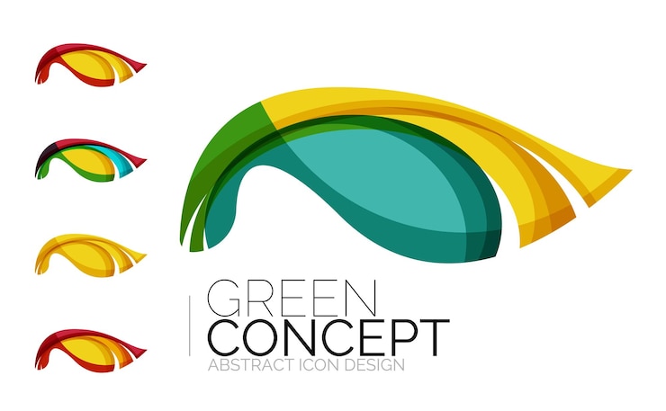 Vector conjunto de iconos de plantas ecológicas abstractas logotipo de empresa naturaleza verde conceptos limpio diseño geométrico moderno