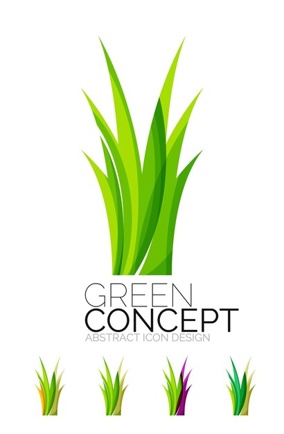 Conjunto de iconos de plantas ecológicas abstractas logotipo de empresa naturaleza verde conceptos limpio diseño geométrico moderno