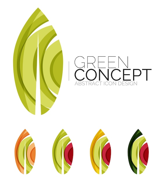 Conjunto de iconos de plantas ecológicas abstractas logotipo de empresa naturaleza verde conceptos limpio diseño geométrico moderno