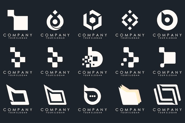 Conjunto de iconos de plantilla de diseño de logotipo de letra B creativa para negocios de lujo elegante simple