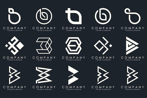Conjunto de iconos de plantilla de diseño de logotipo de letra B creativa para negocios de lujo elegante simple
