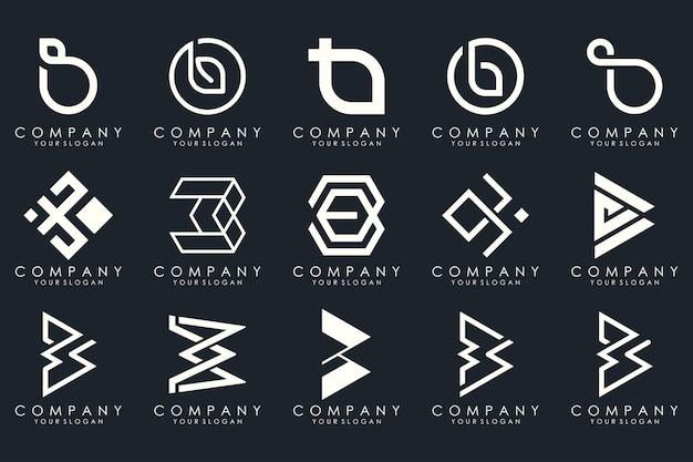 Conjunto de iconos de plantilla de diseño de logotipo de letra b creativa para negocios de lujo elegante simple