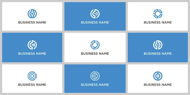Conjunto de íconos de plantilla de diseño de logotipo de letra creativa C para negocios de tecnología digital simple