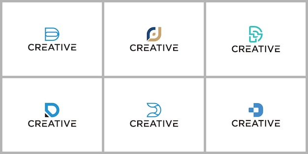 Conjunto de iconos de plantilla de logotipo de letra d creativa de monograma para negocios de lujo elegante simple