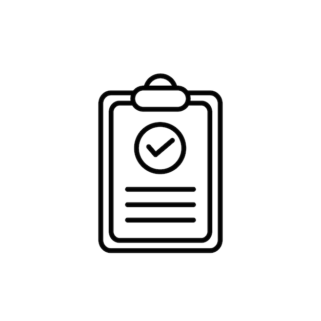 Conjunto de íconos del portapapeles Lista de comprobación del tablero Clips Comprobación de tareas Símbolo vectorial Memorándum Signo de calidad de la encuesta
