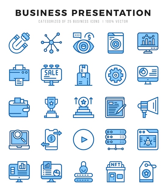 Conjunto de iconos de presentación de negocios Ilustración vectorial