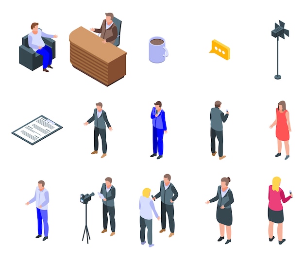 Conjunto de iconos de presentador de TV