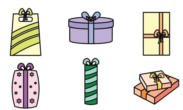 Conjunto de iconos presentes Ilustración vectorial